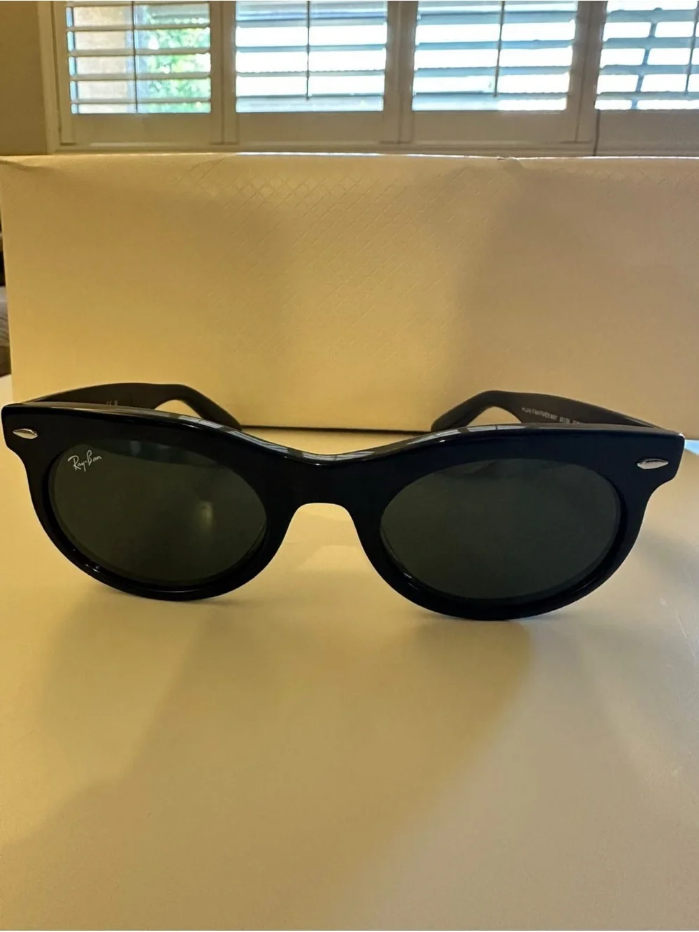 Ray-Ban Oval Wayfarer Black Frames with Green Lenses Sunglasses with a case